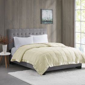 Lightweight Down Alternative Blanket with Satin Trim (Color: as Pic)